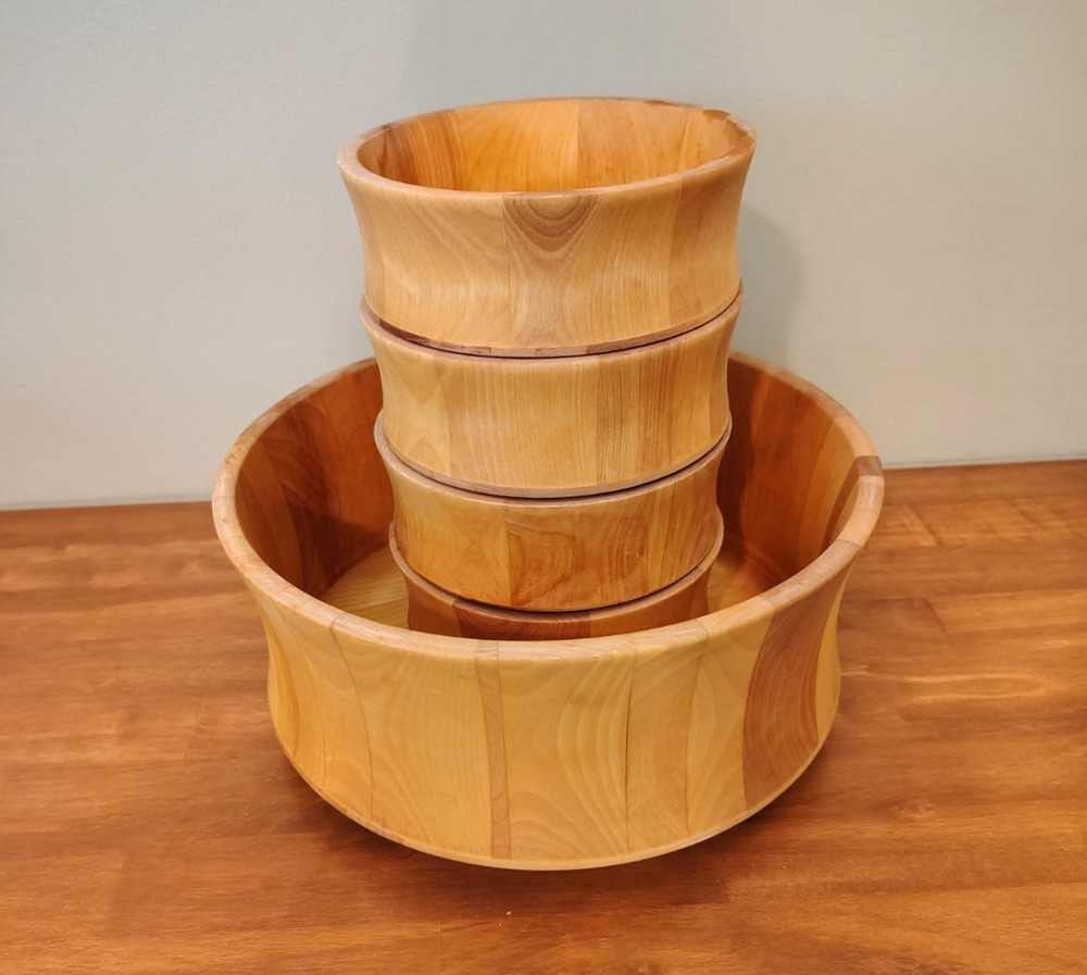 5 pc. Vermont Bowl Company Wood Serving Salad Bowls John McLeod Williams Sonoma